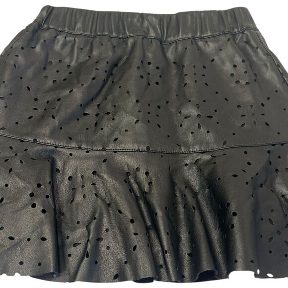 MNG Faux Leather Skirt Girls 5/6 Mini Ruffle Y2K Coquette Fall Layering Rare - Picture 7 of 12